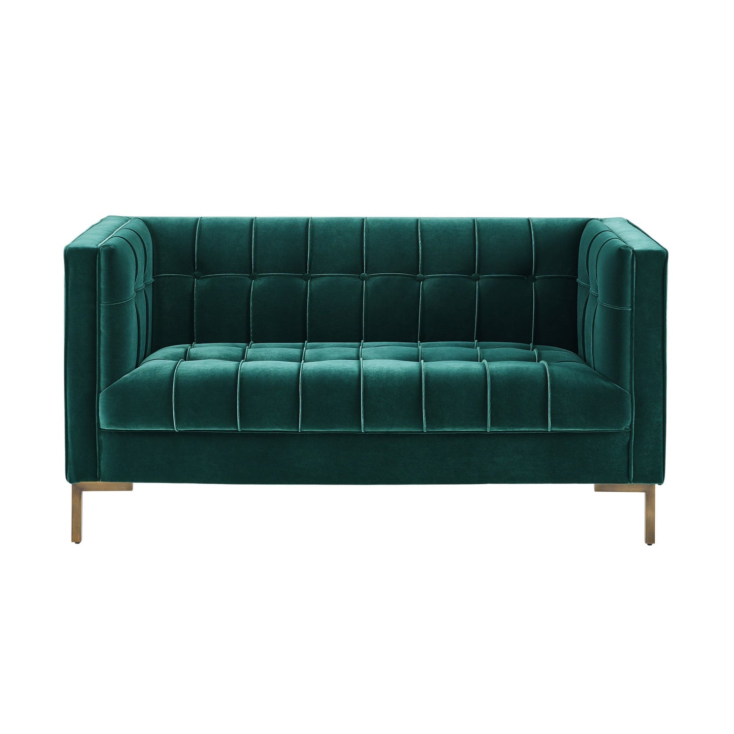 Isaac Channel Stitch Green Velvet Loveseat