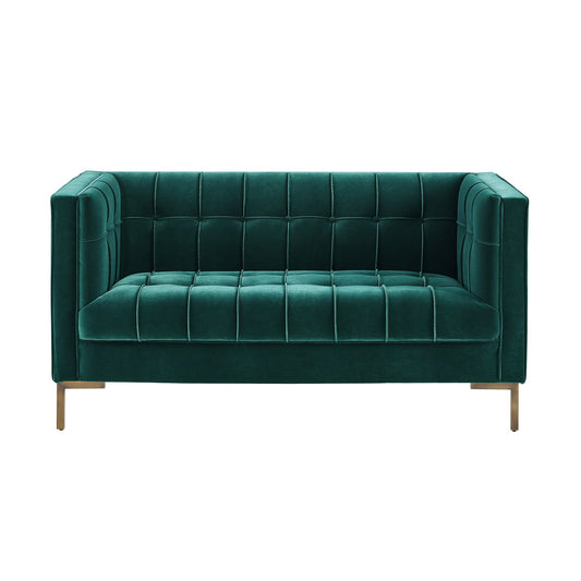 Isaac Channel Stitch Green Velvet Loveseat