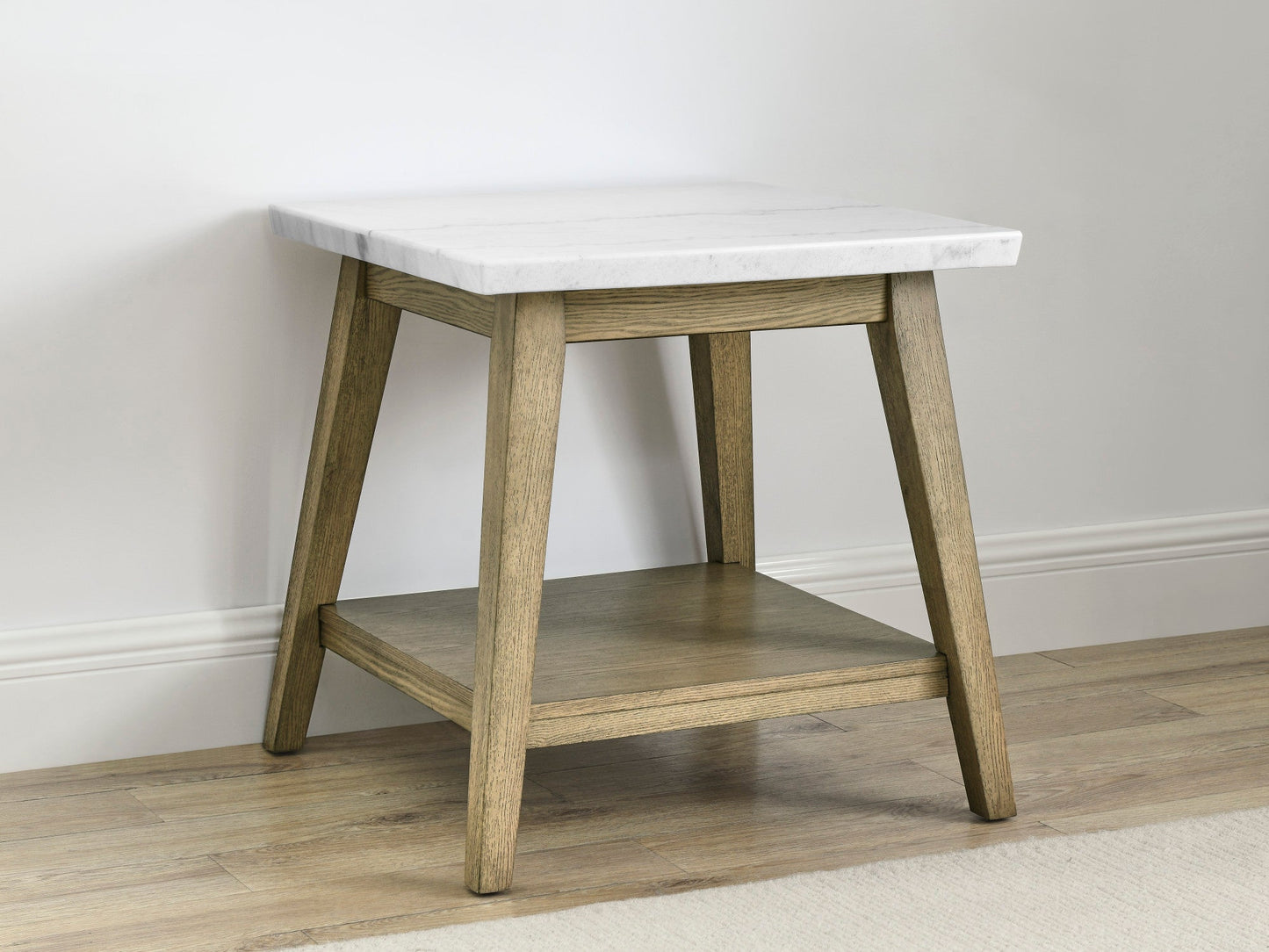 Vida White Marble Top Square End Table