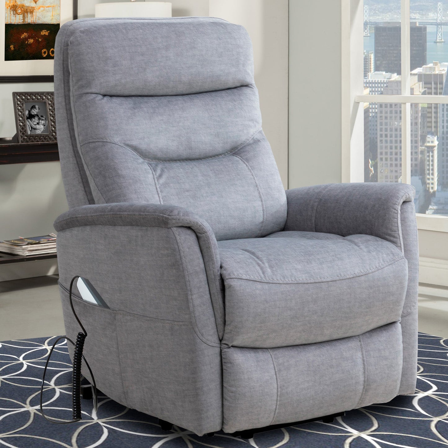 Gemini Capri Silver Power Lift Recliner With Articulating Headrest