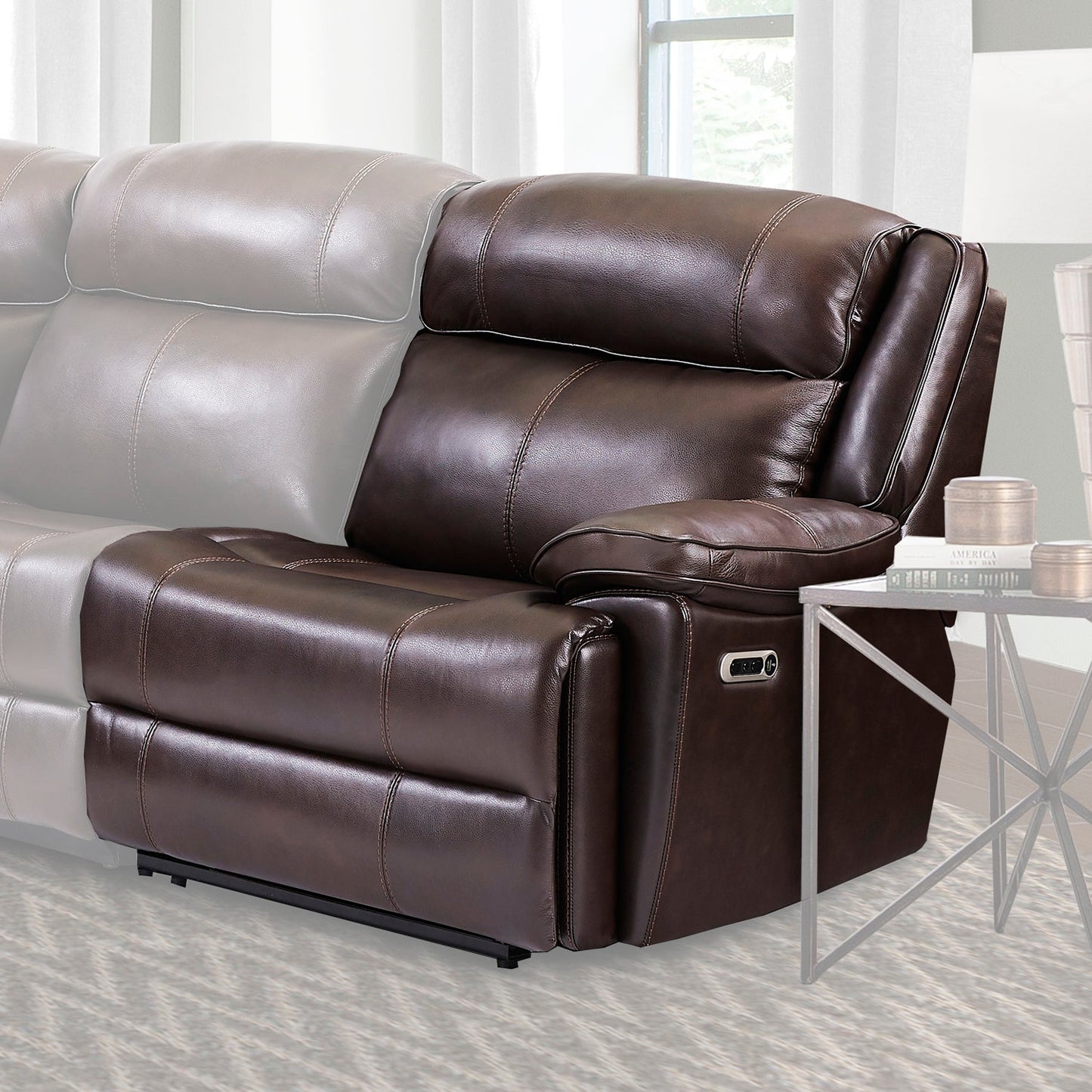 Eclipse Florence Brown Sectional Power Sectional Right Arm Facing Recliner