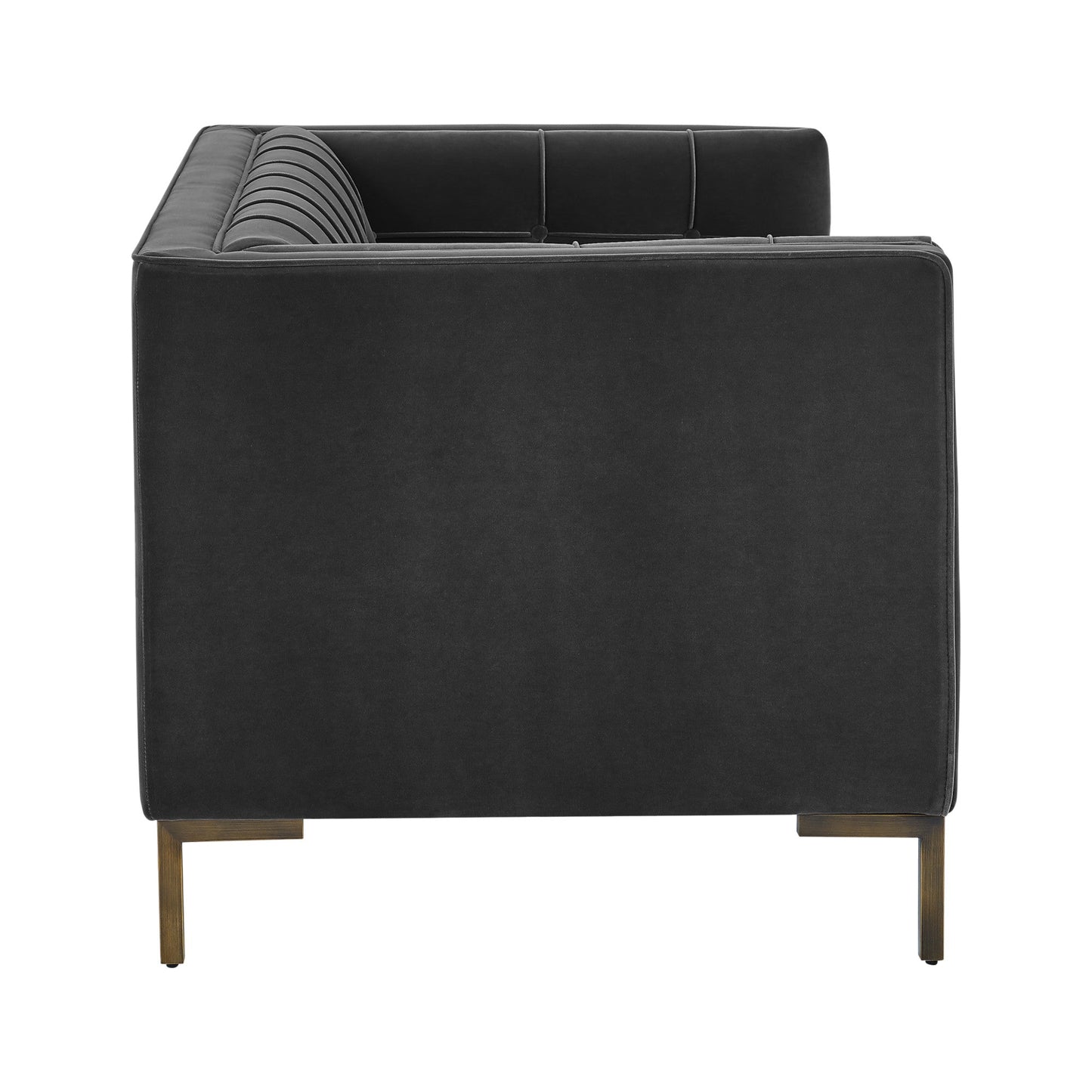 Isaac Channel Stitch Gray Velvet Loveseat