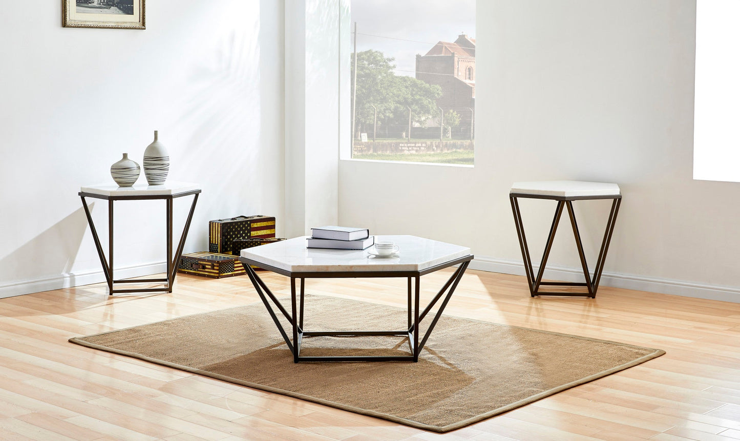Corvus White Marble Hexagon 3pc Set