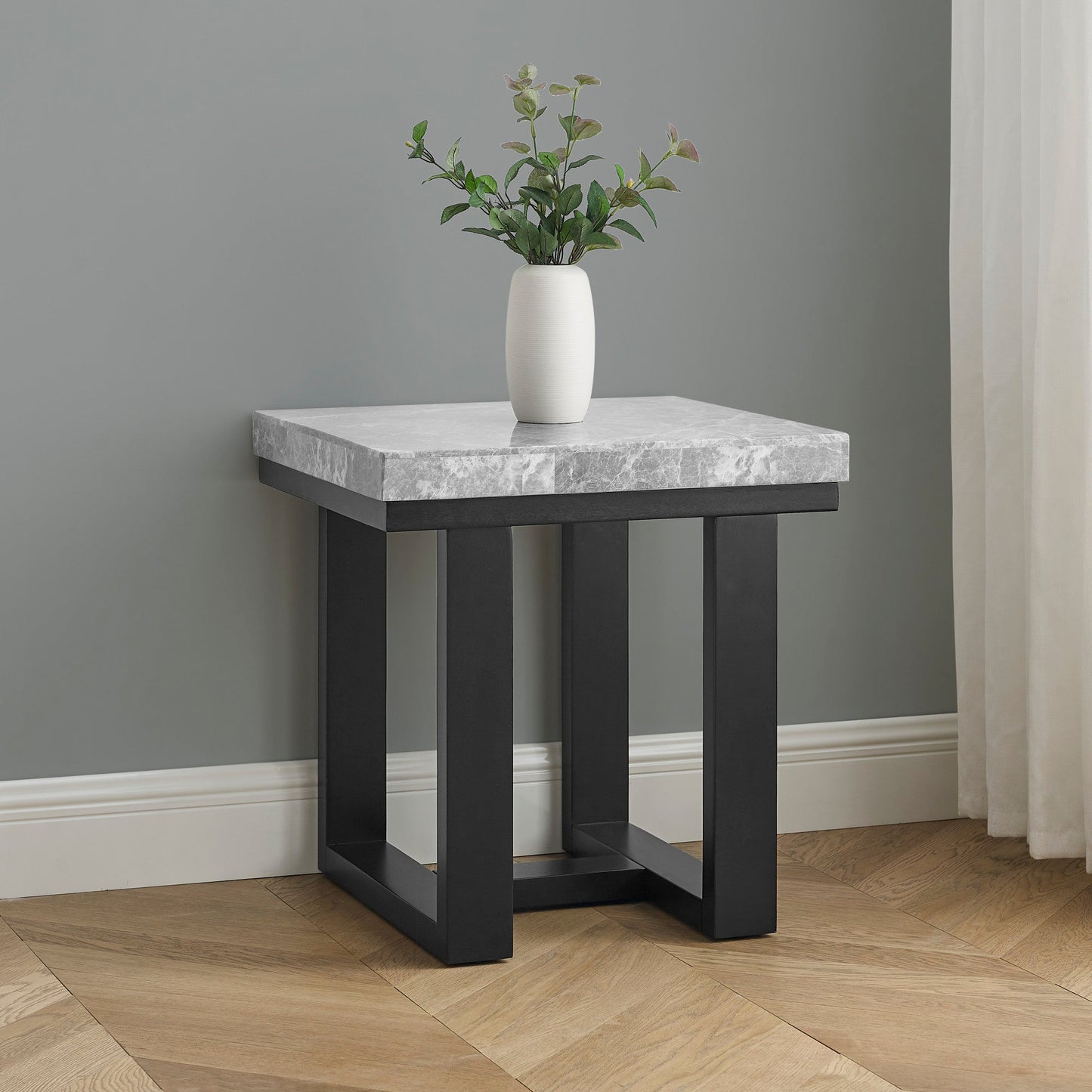 Lucca Gray Marble Top End Table