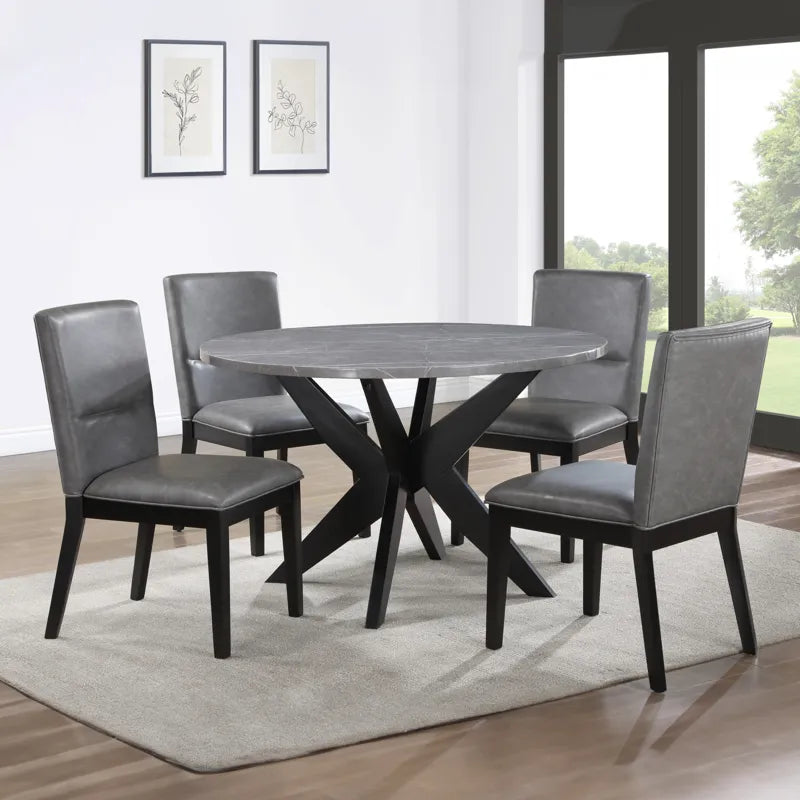 Amy Faux-Marble Dining Table, 4 Side Chairs