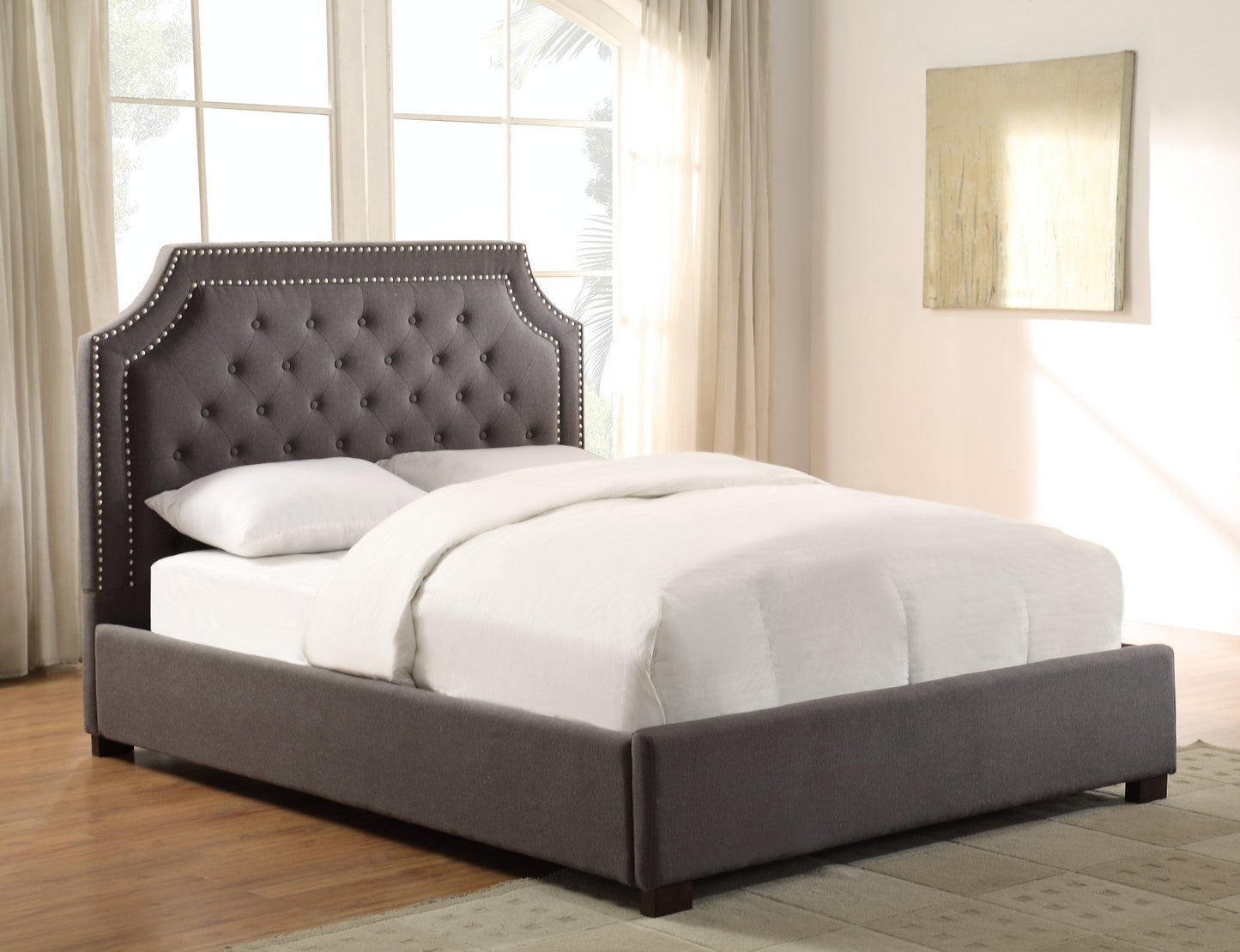 Wilshire Queen Gray Upholstered