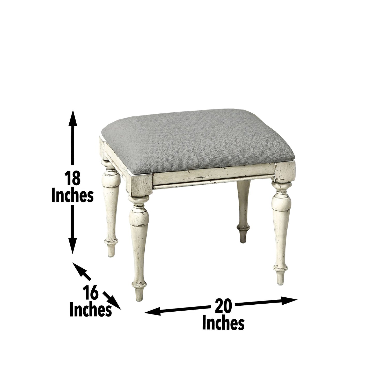 Highland Park Cathedral White Vanity Bench