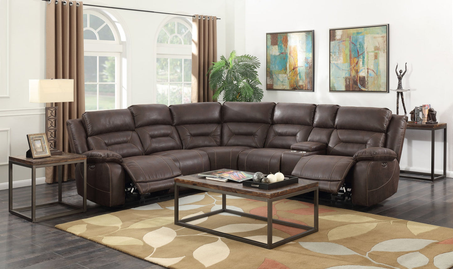 Aria Brown Dual-Power Reclining 3-Piece Sectional