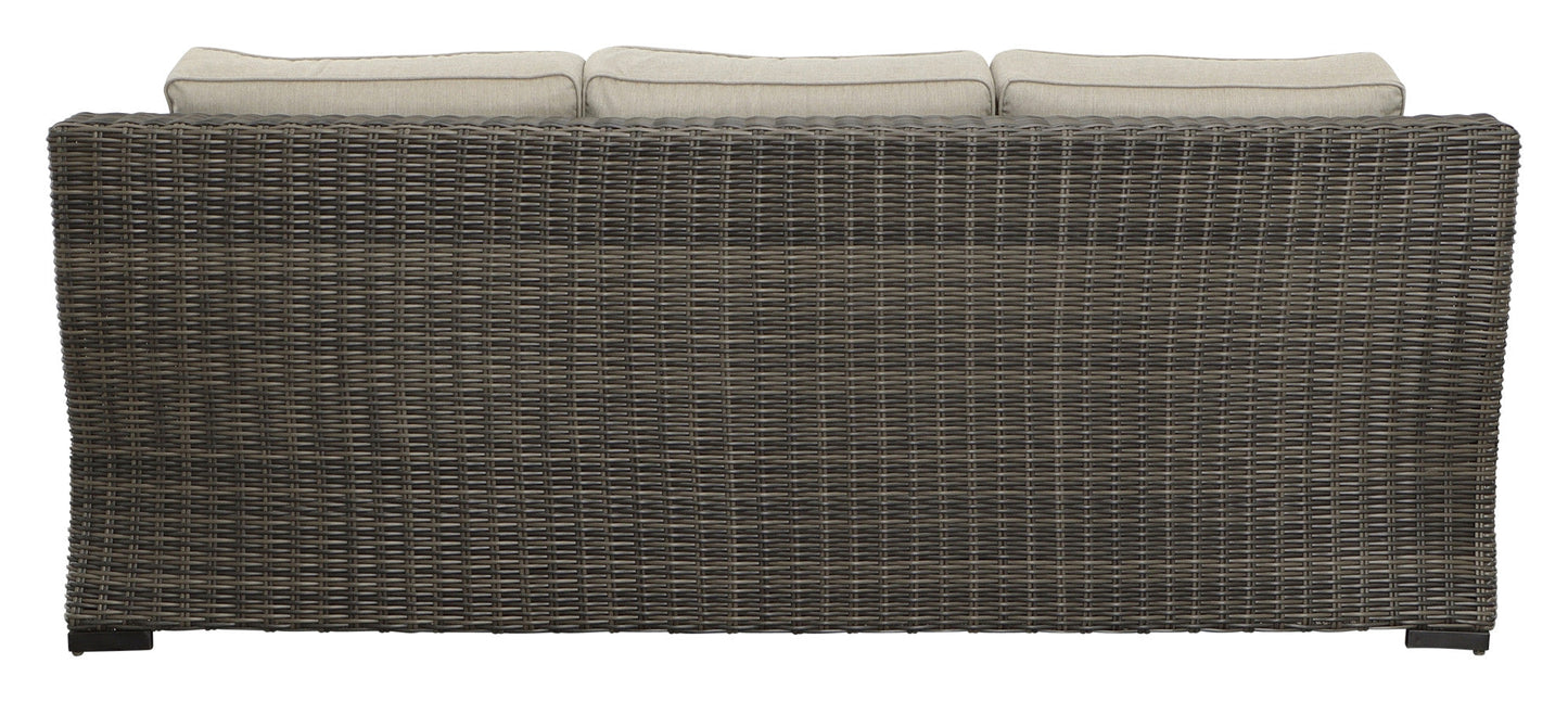 Jones Rattan Sofa w/ Half Round Wicker