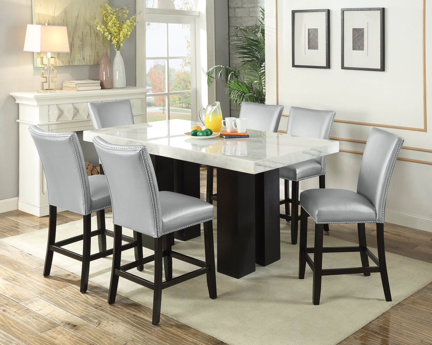 Camila Silver PU Counter chair