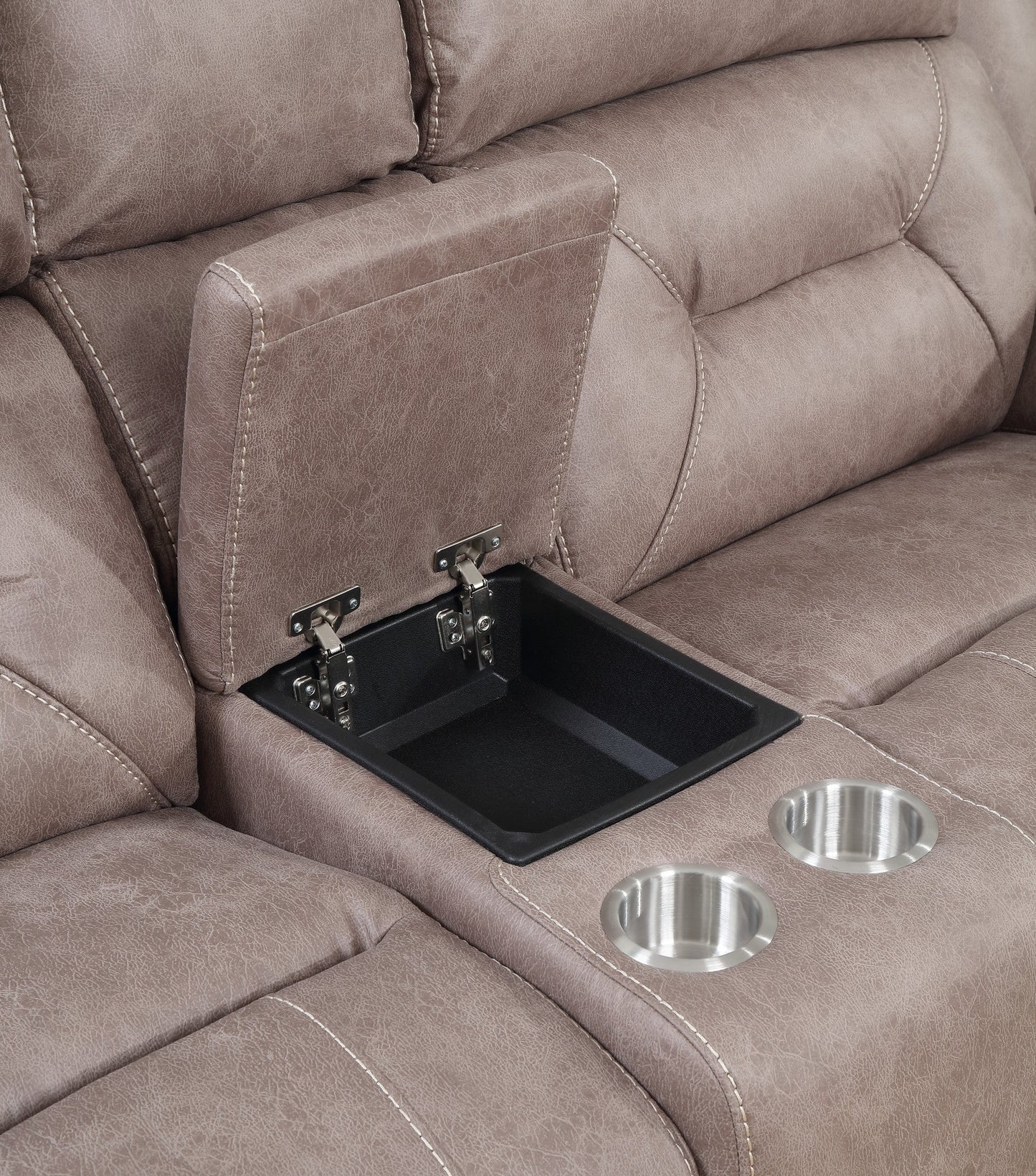 Arial Sand Dual-Power Reclining Console Loveseat
