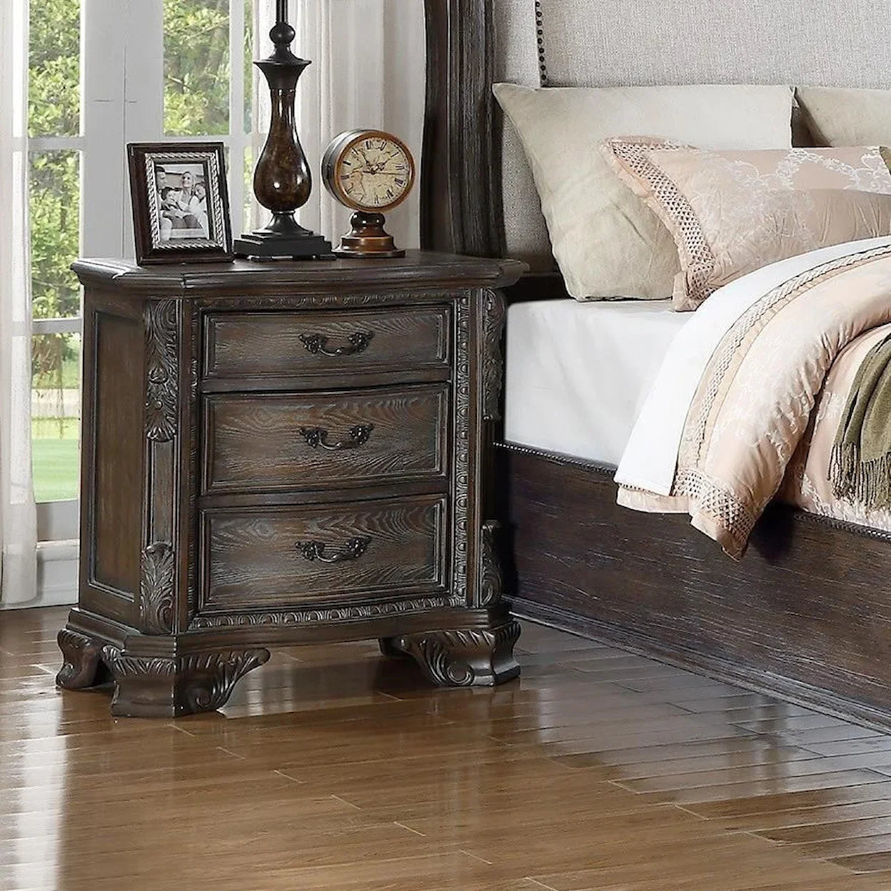 SHEFFIELD ANTIQUE GREY NIGHT STAND