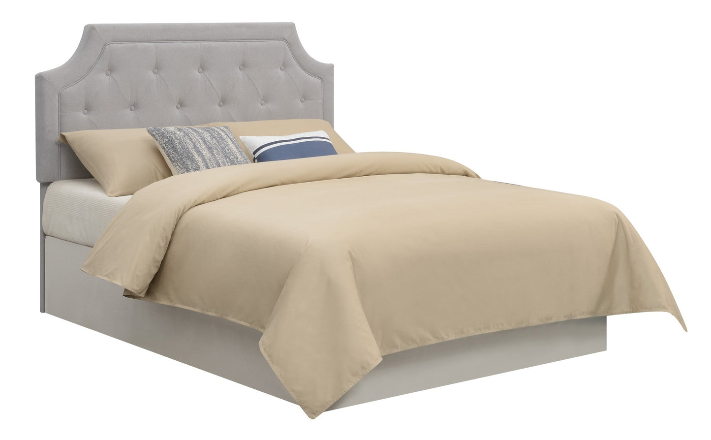 Alta Queen Headboard Bed Grey Fabric