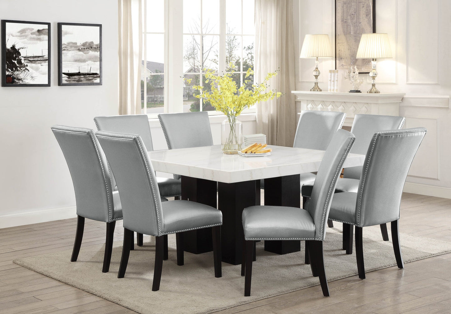 Camila Silver PU Dining chair