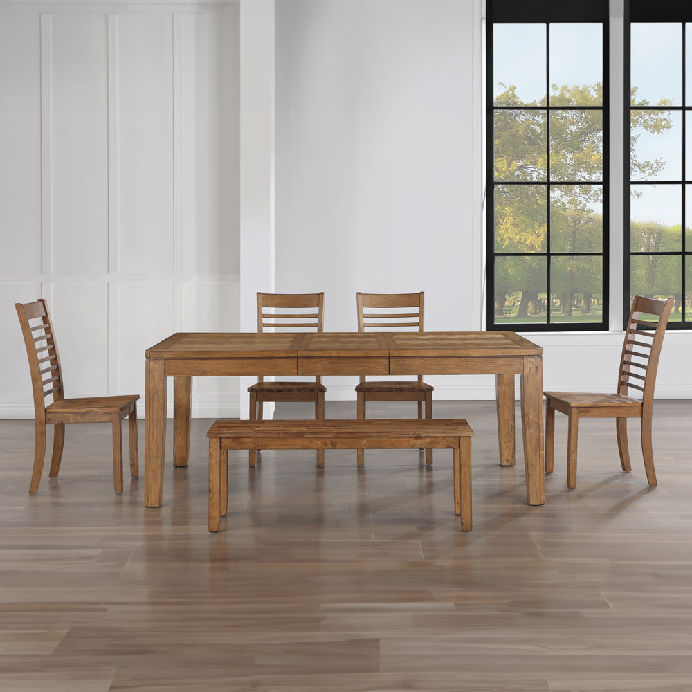 Ally Tan Table, 4 Side Chairs & Bench
