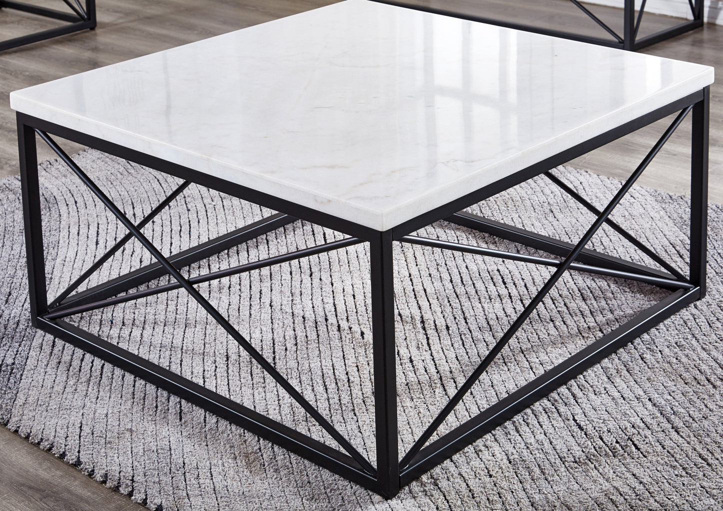 Skyler White Marble Top Square