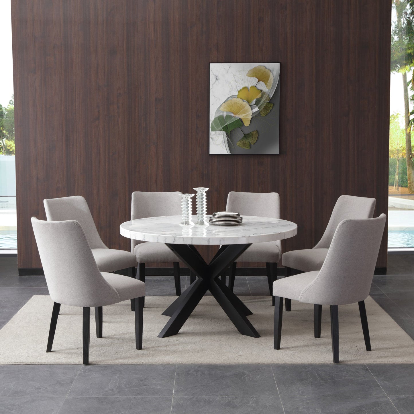 Xena White Marble Top Round