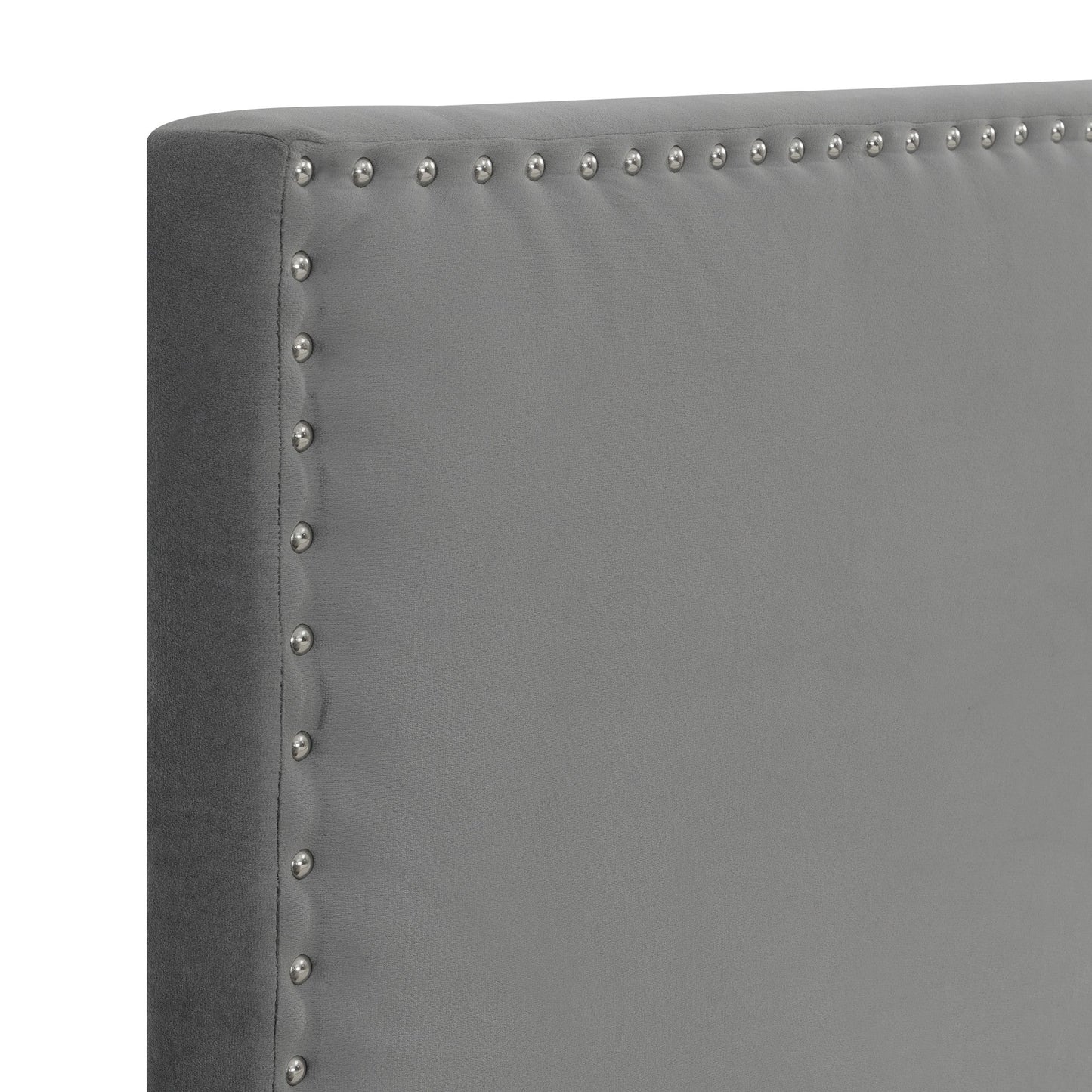 Bergen Queen Headboard Silver Velvet