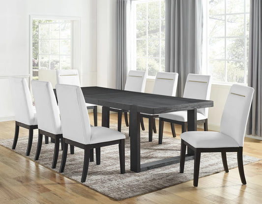 Yves Table & 8 White Performance Side Chairs