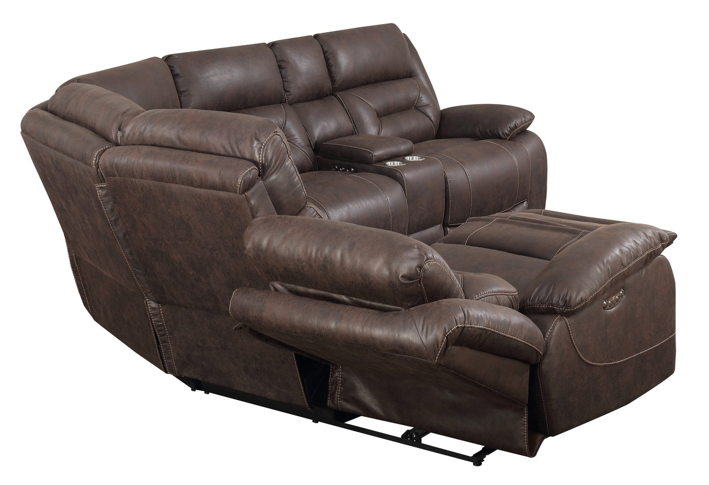 Aria Brown Sectional LAF Dual-Power Reclining Sectional Loveseat