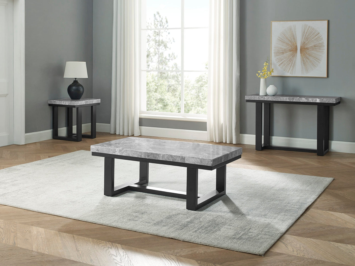 Lucca Gray Marble Top Cocktail Table