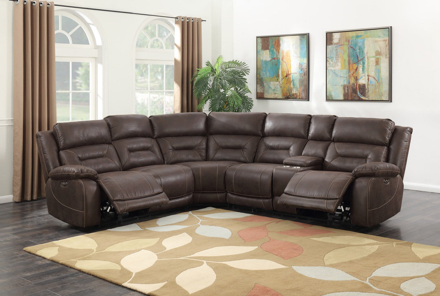 Aria Brown Dual-Power Reclining 3-Piece Sectional