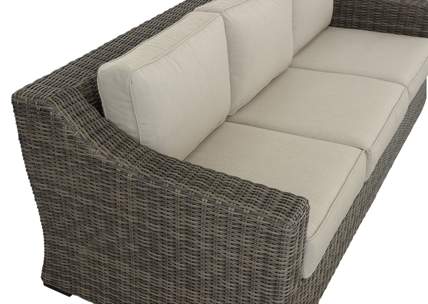 Jones Rattan Sofa w/ Half Round Wicker