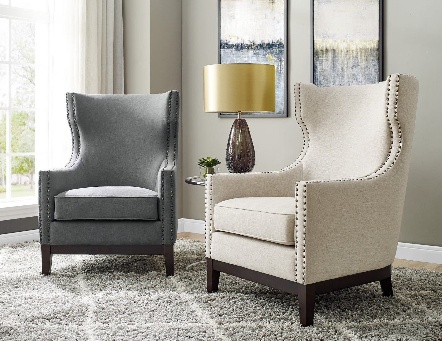 Roswell Linen Accent Chair w/