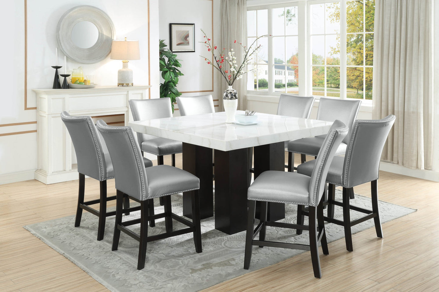 Camila Silver PU Counter chair