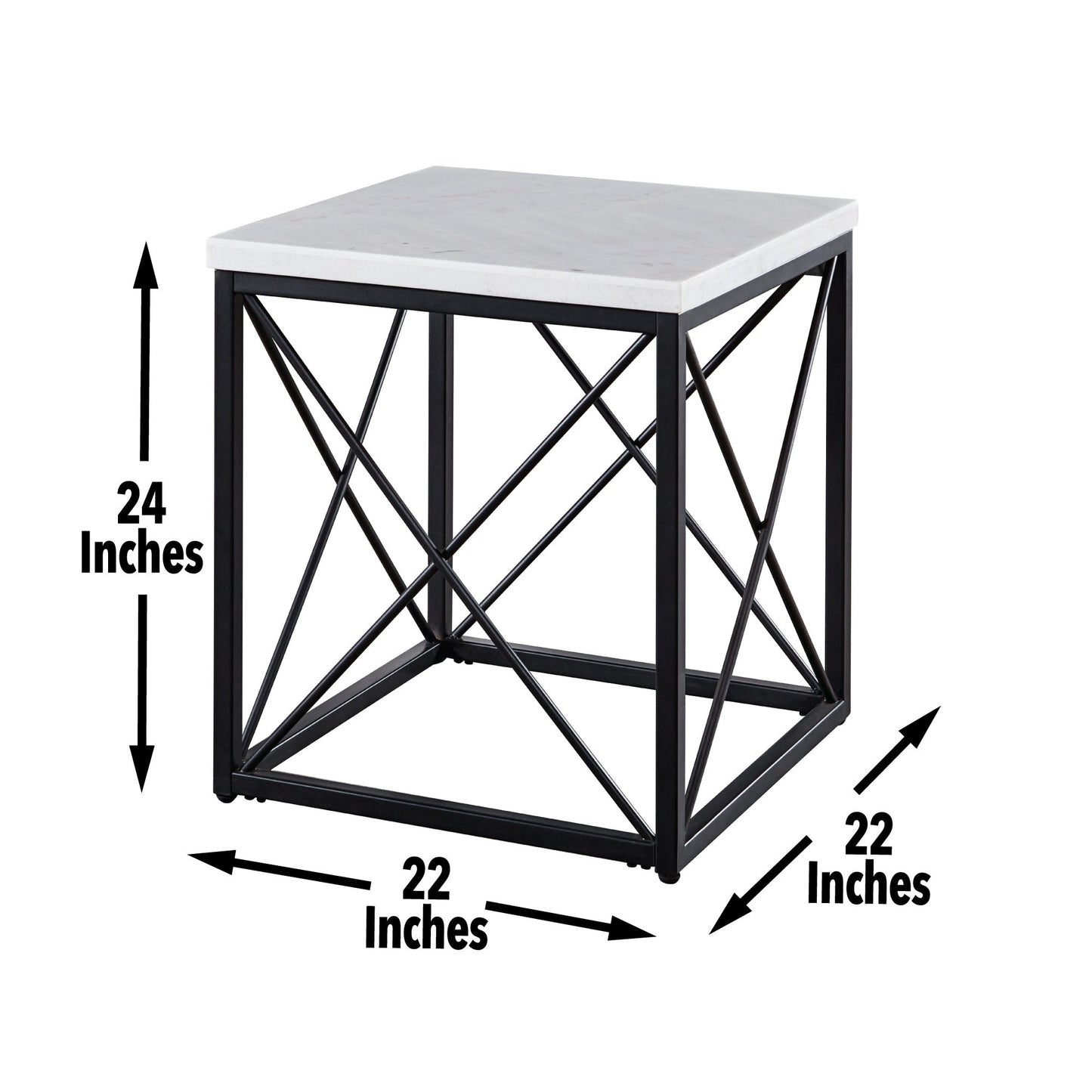Skyler White Marble Top Square