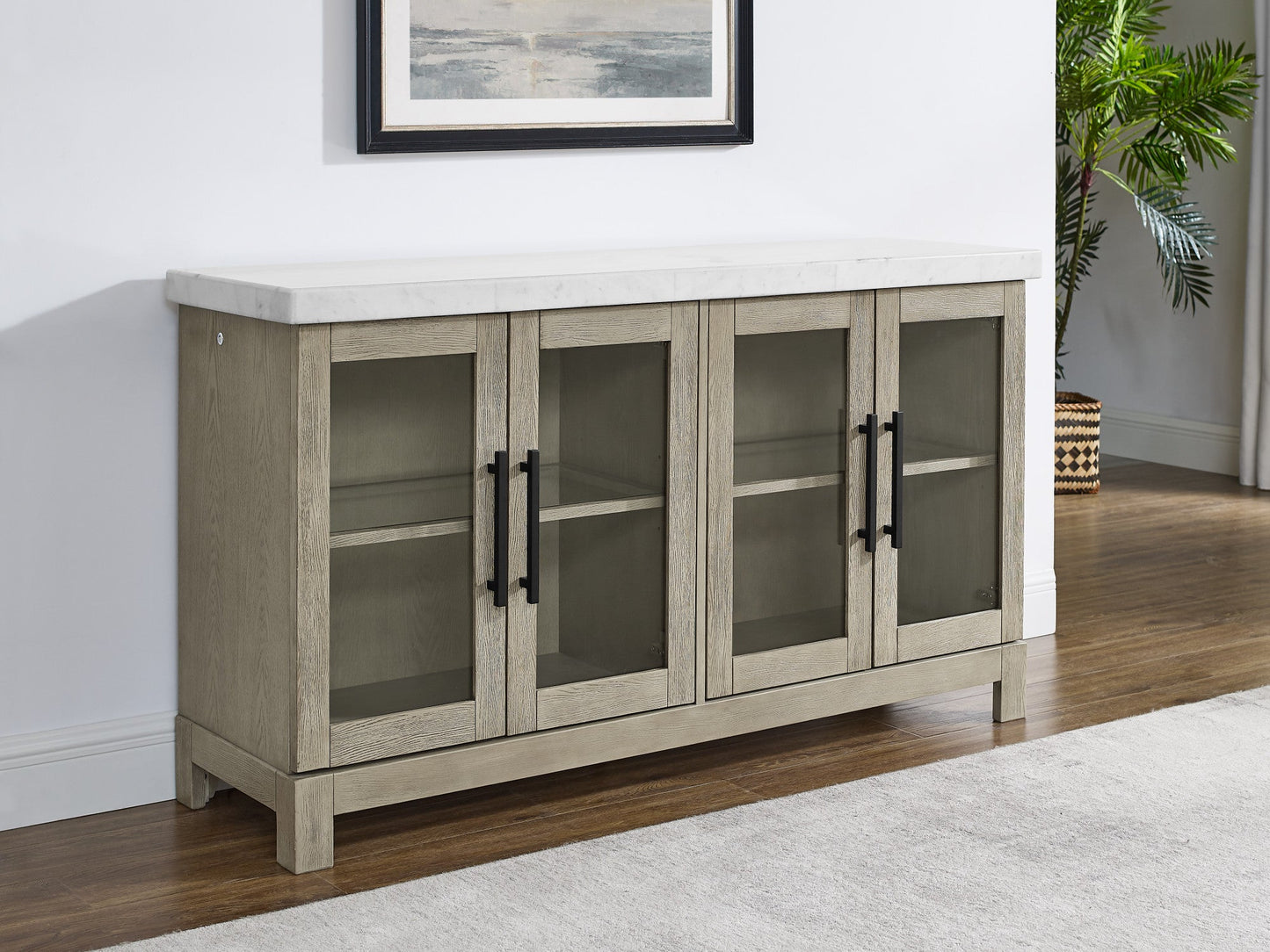Carena White Marble Top Sideboard w/Powe