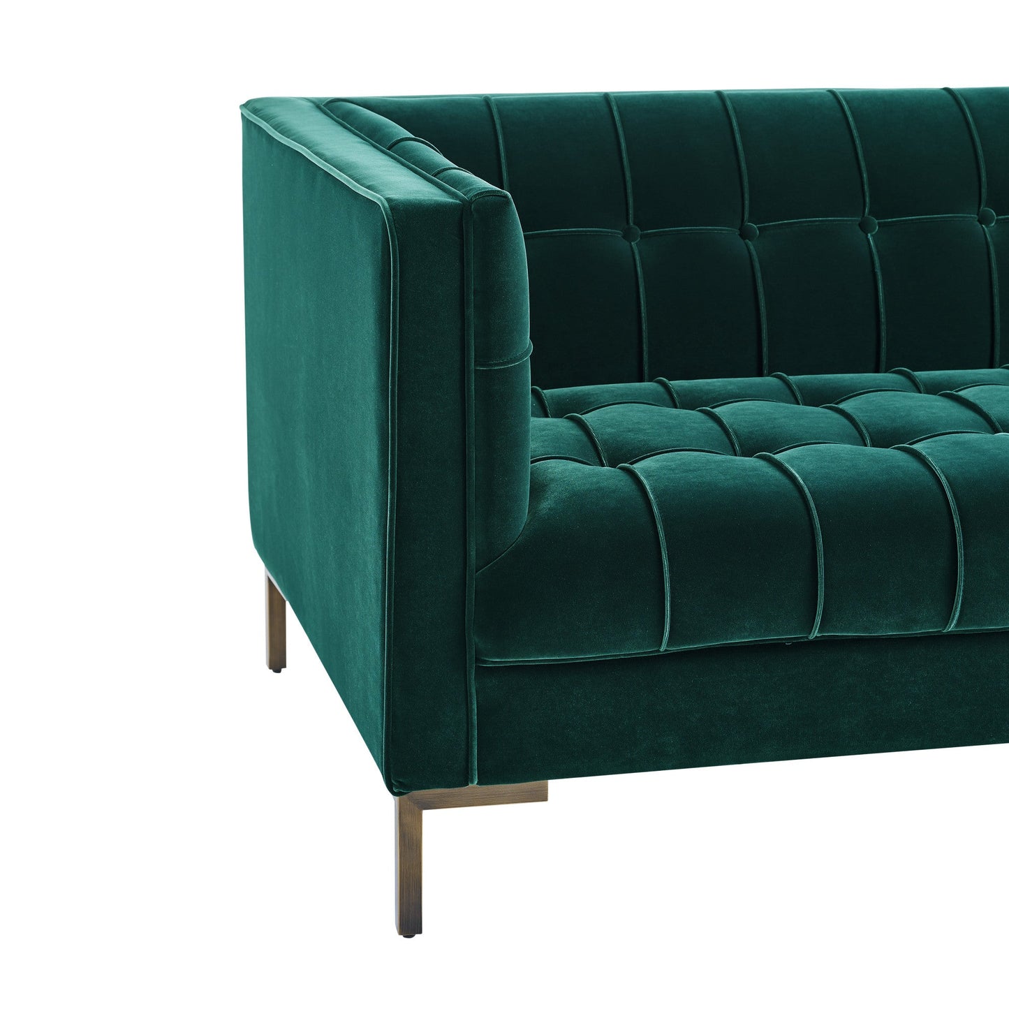 Isaac Channel Stitch Green Velvet Loveseat