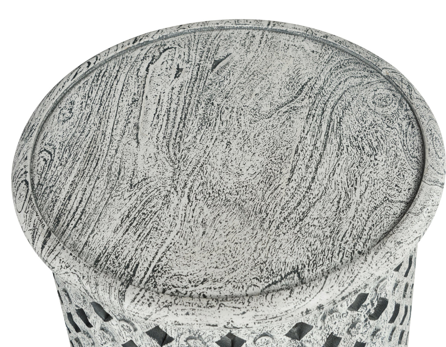 Samir Round Tribal Carved Wood