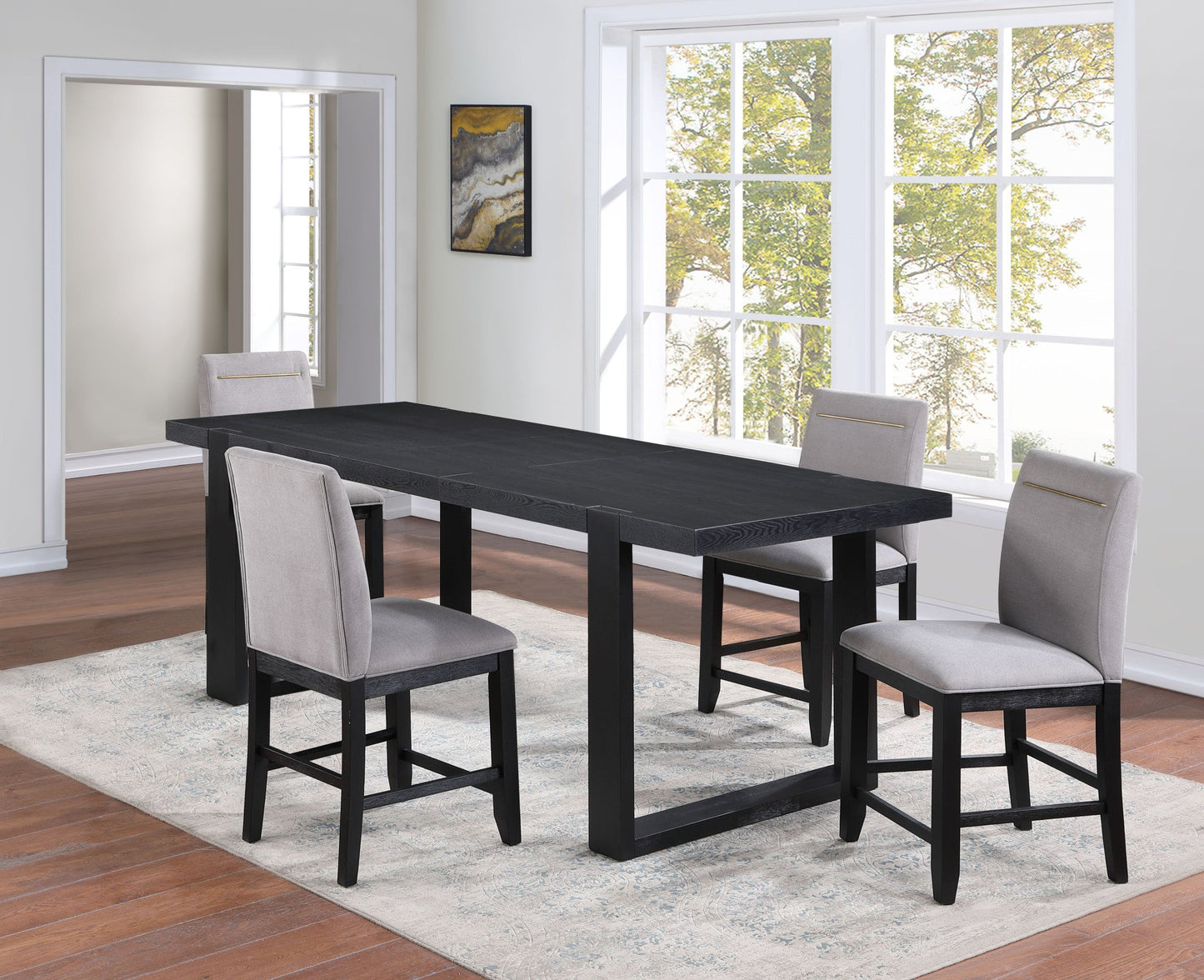 Yves Grey Chair Counter Height 5PC Dining Set