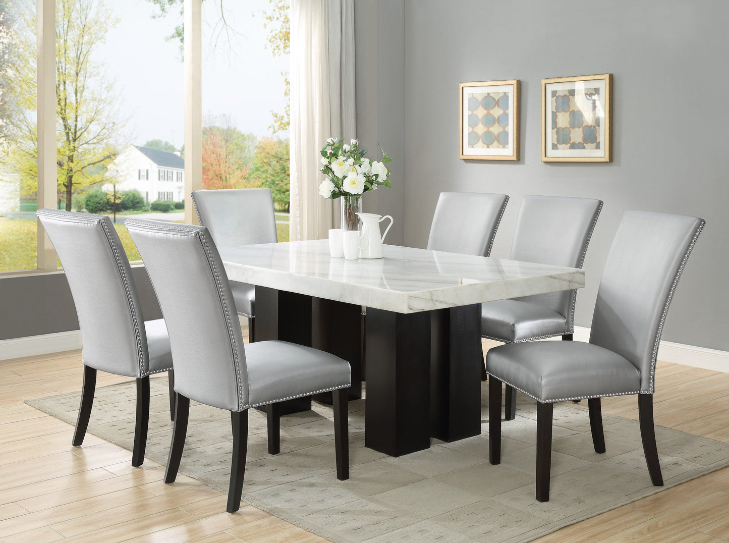 Camila Silver PU Dining chair