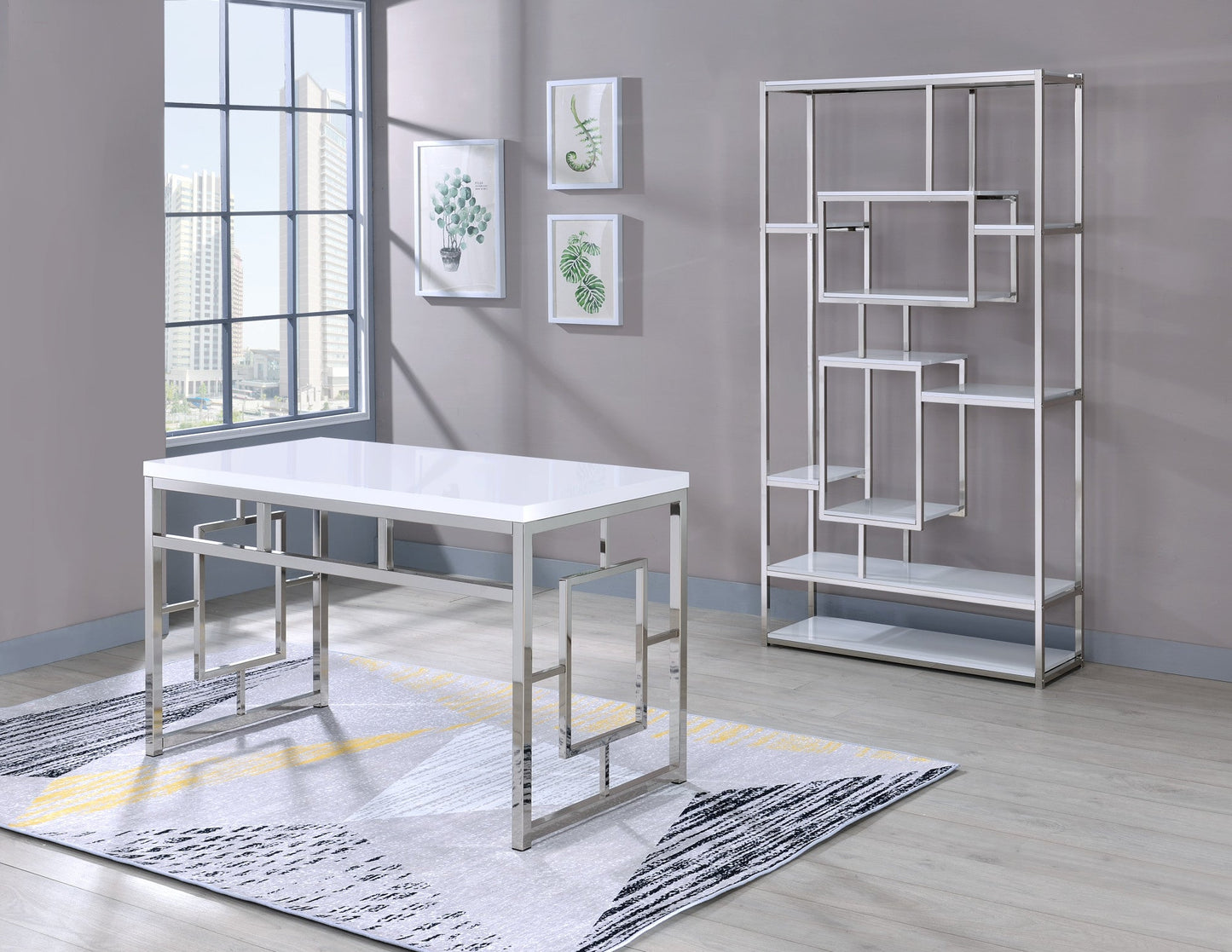 Alize White Bookcase and Desk