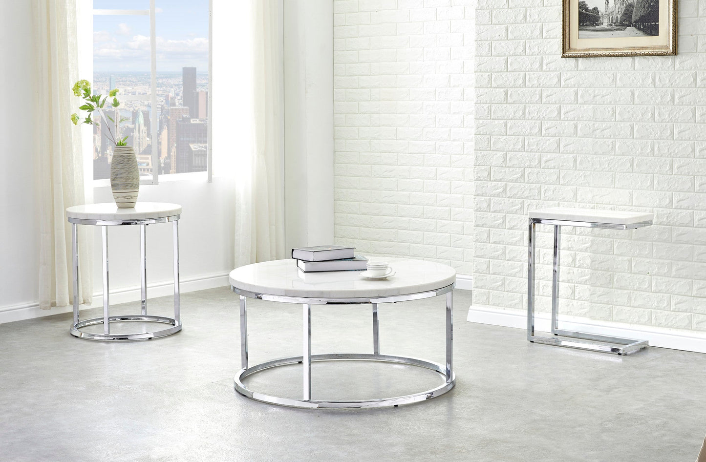 Echo White Marble Top Chairside