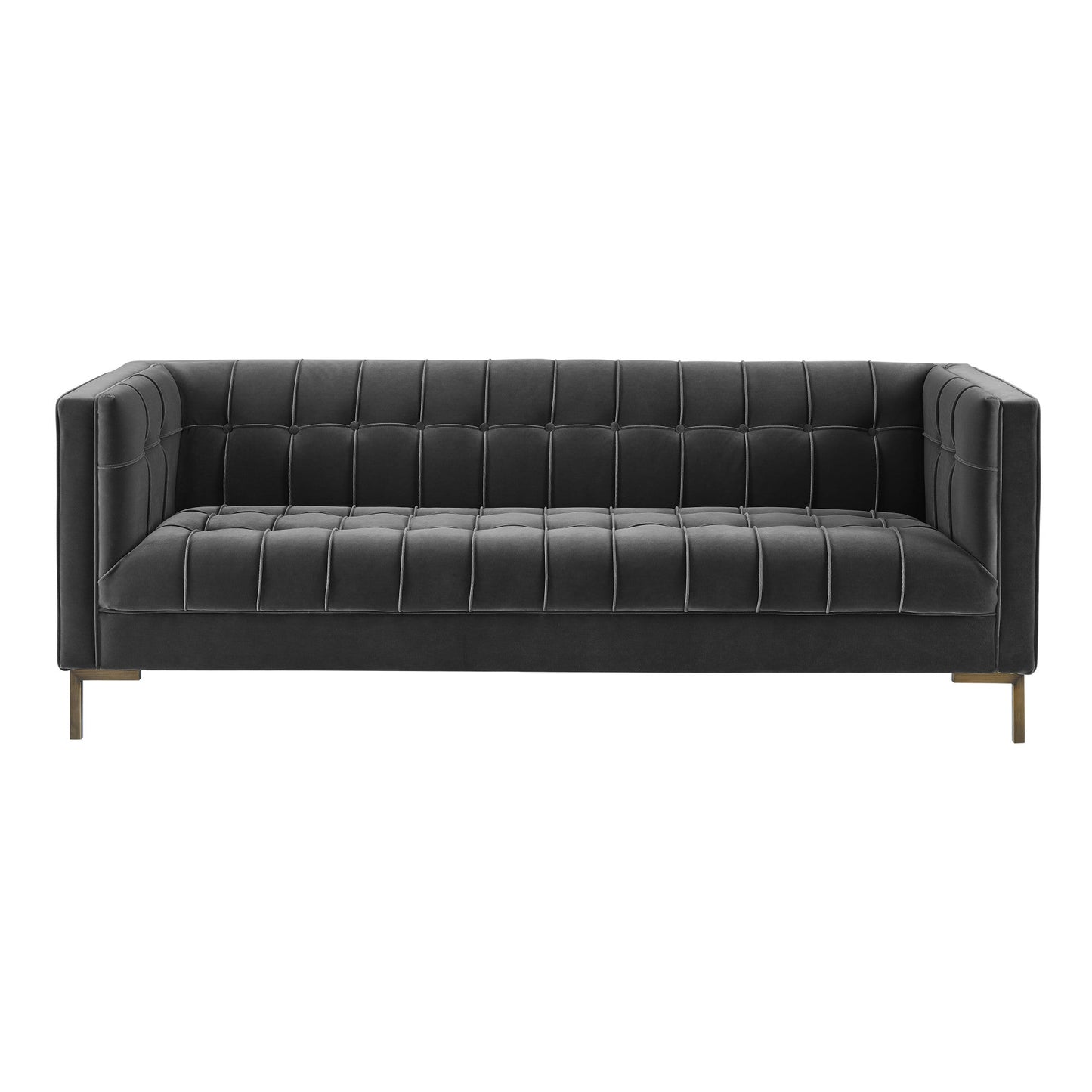 Isaac Channel Stitch Gray Velvet Sofa