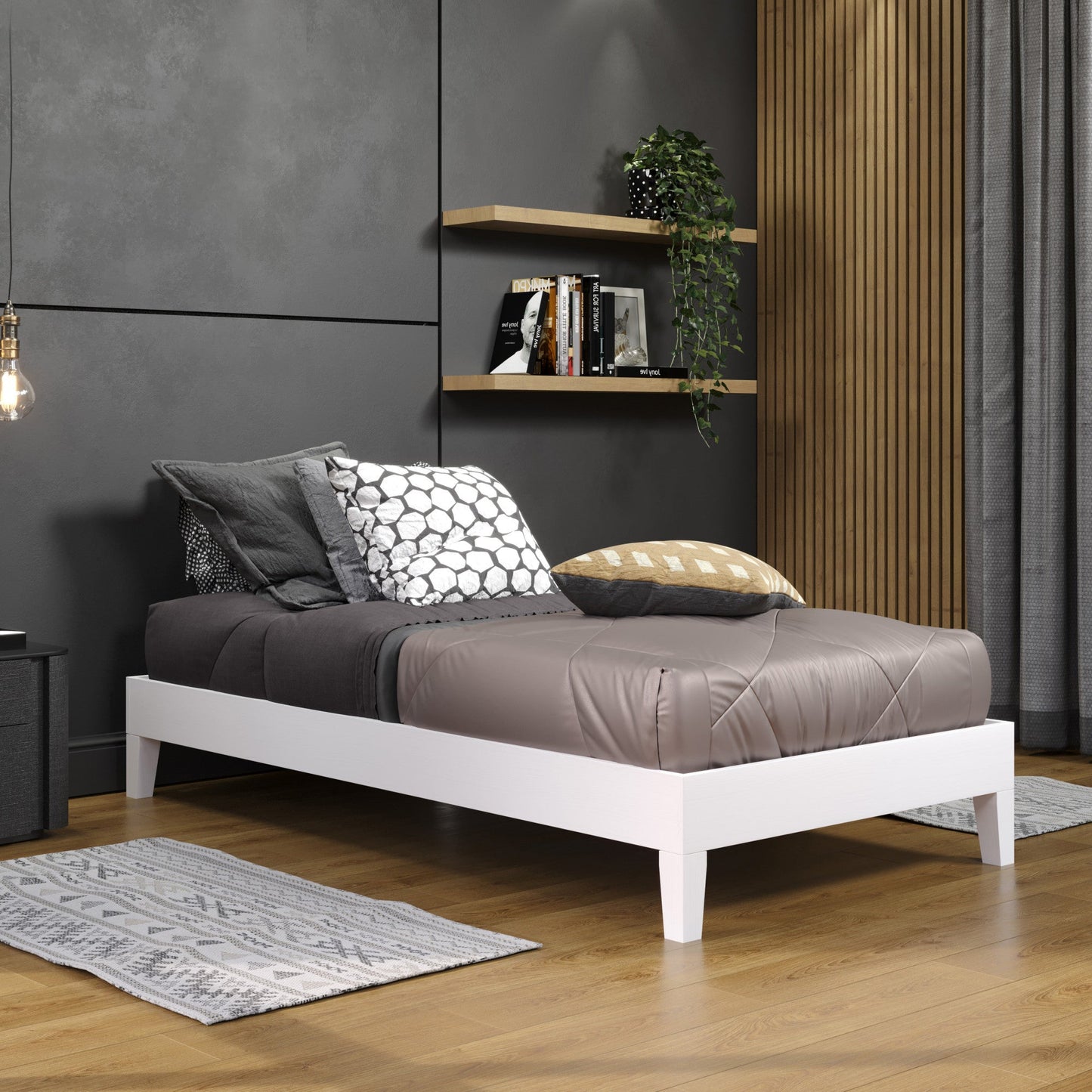 Nix Twin Platform Bed White