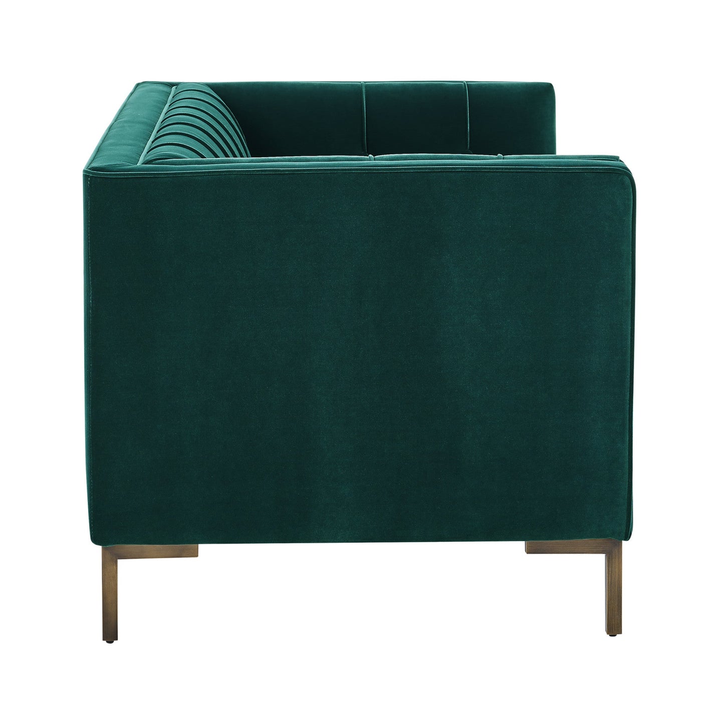 Isaac Channel Stitch Green Velvet Loveseat