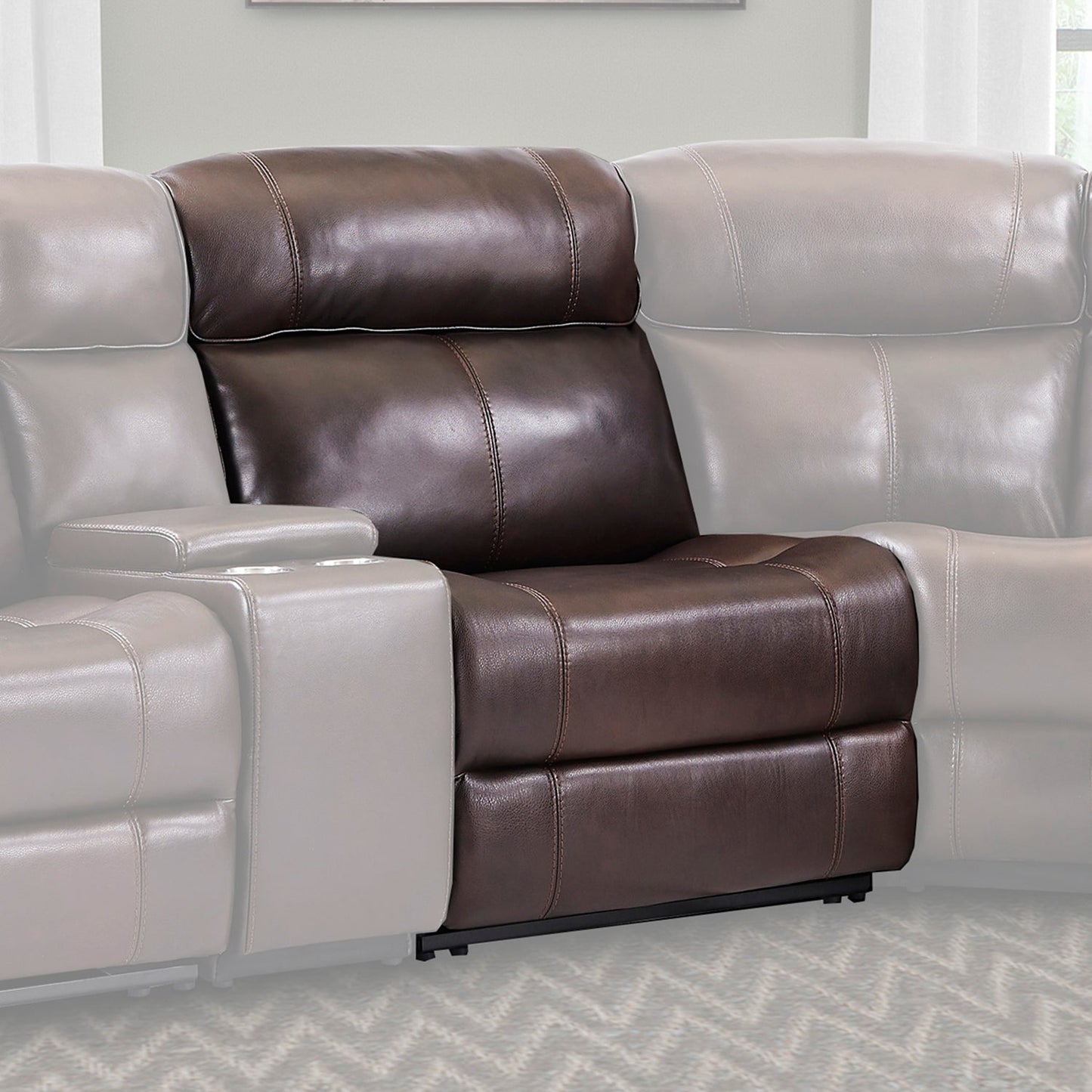 Eclipse Florence Brown Sectional Power Sectional Armless Recliner
