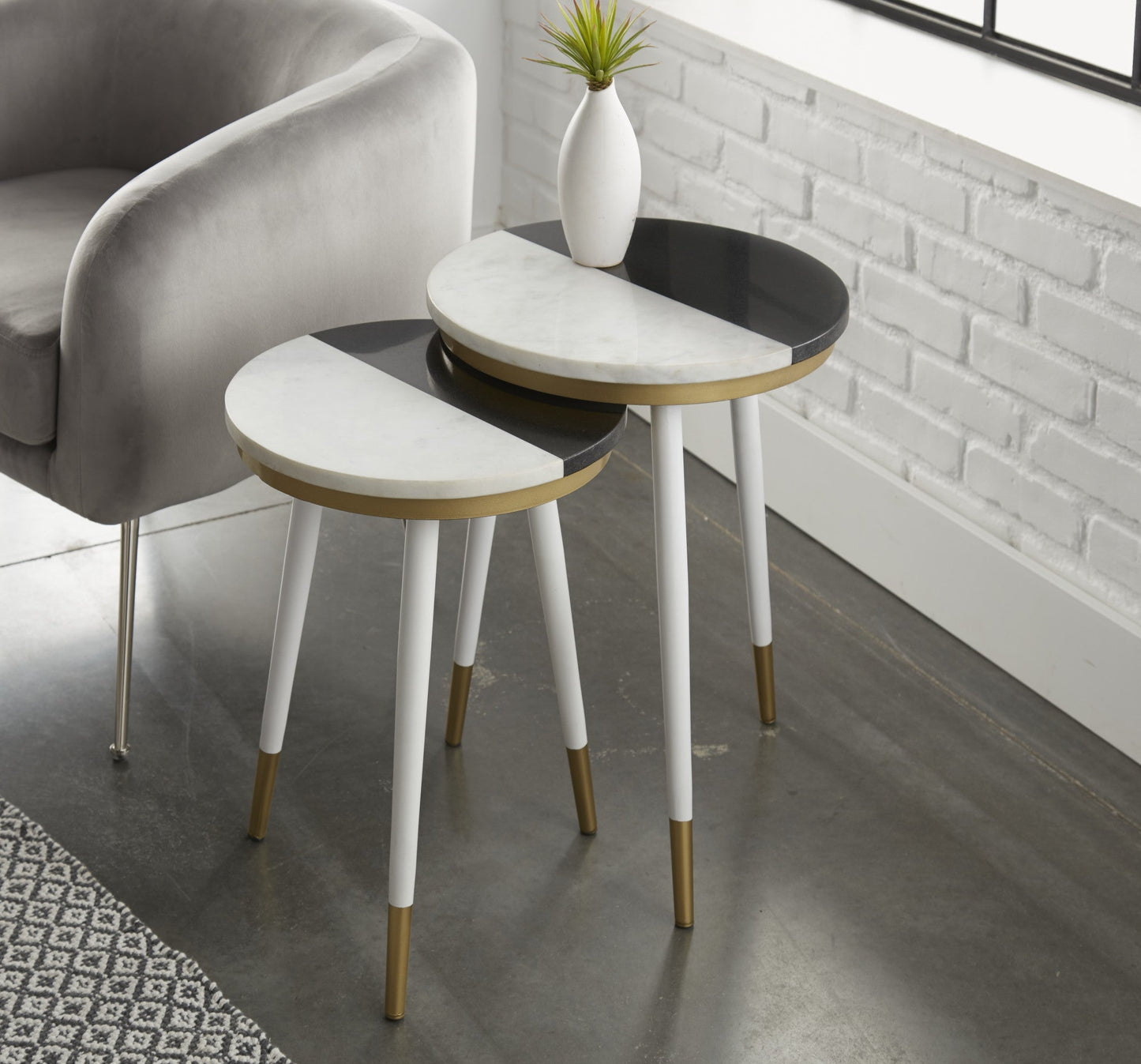 Taj 2-Pack Marble Top Side Tbls
