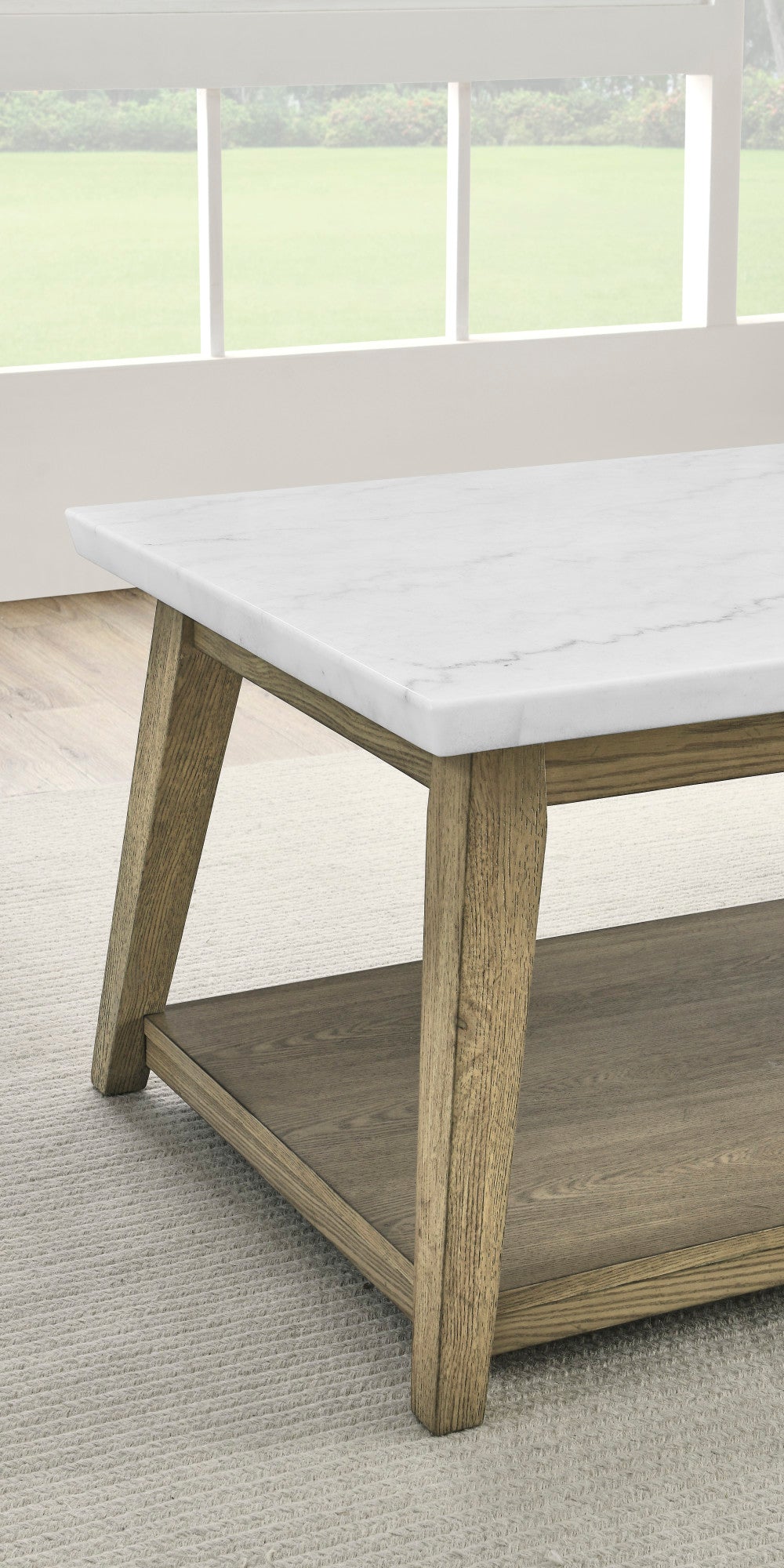 Vida White Marble Top Cocktail Table w/Casters