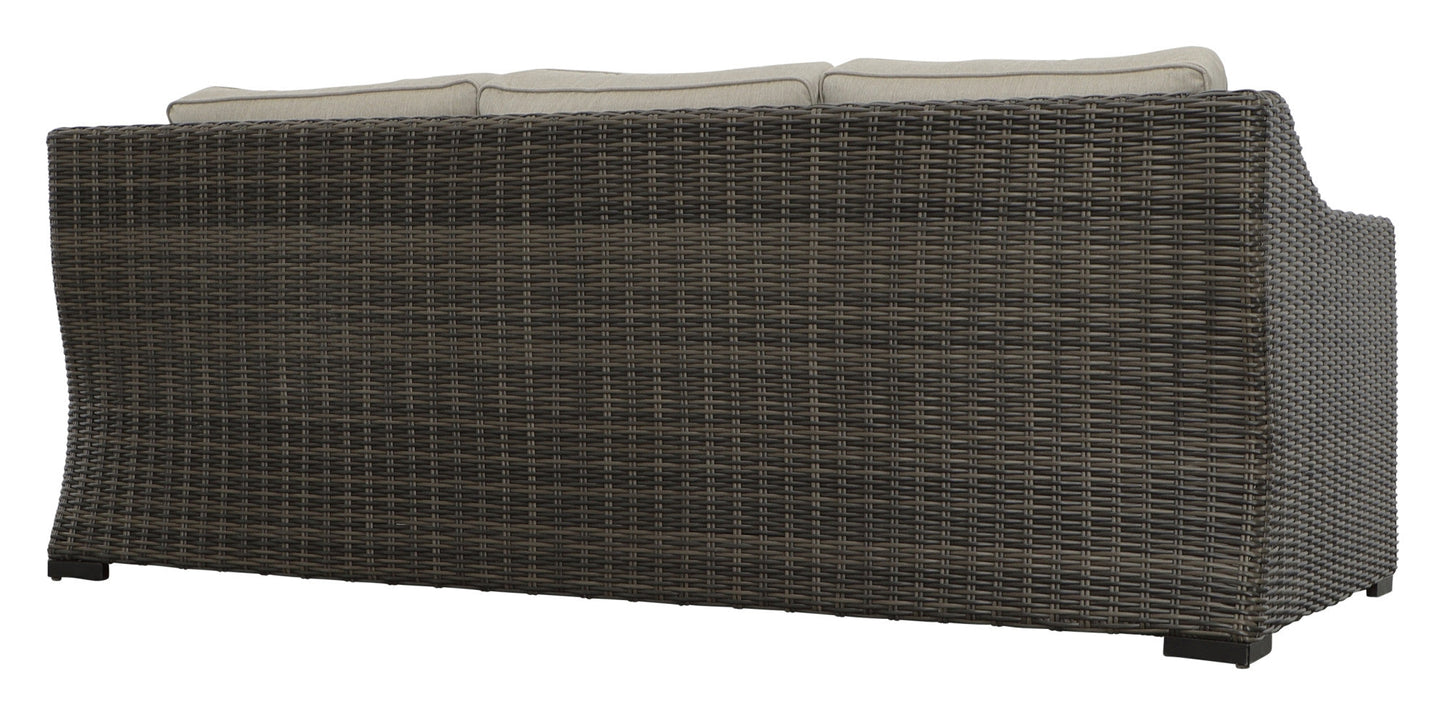 Jones Rattan Sofa w/ Half Round Wicker