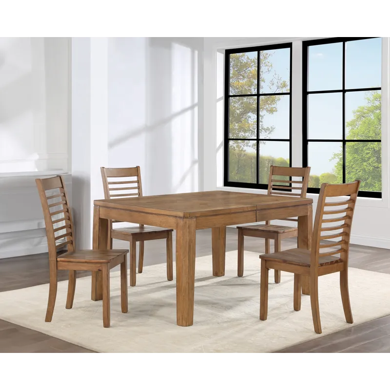 Ally Tan Table, 4 Side Chairs