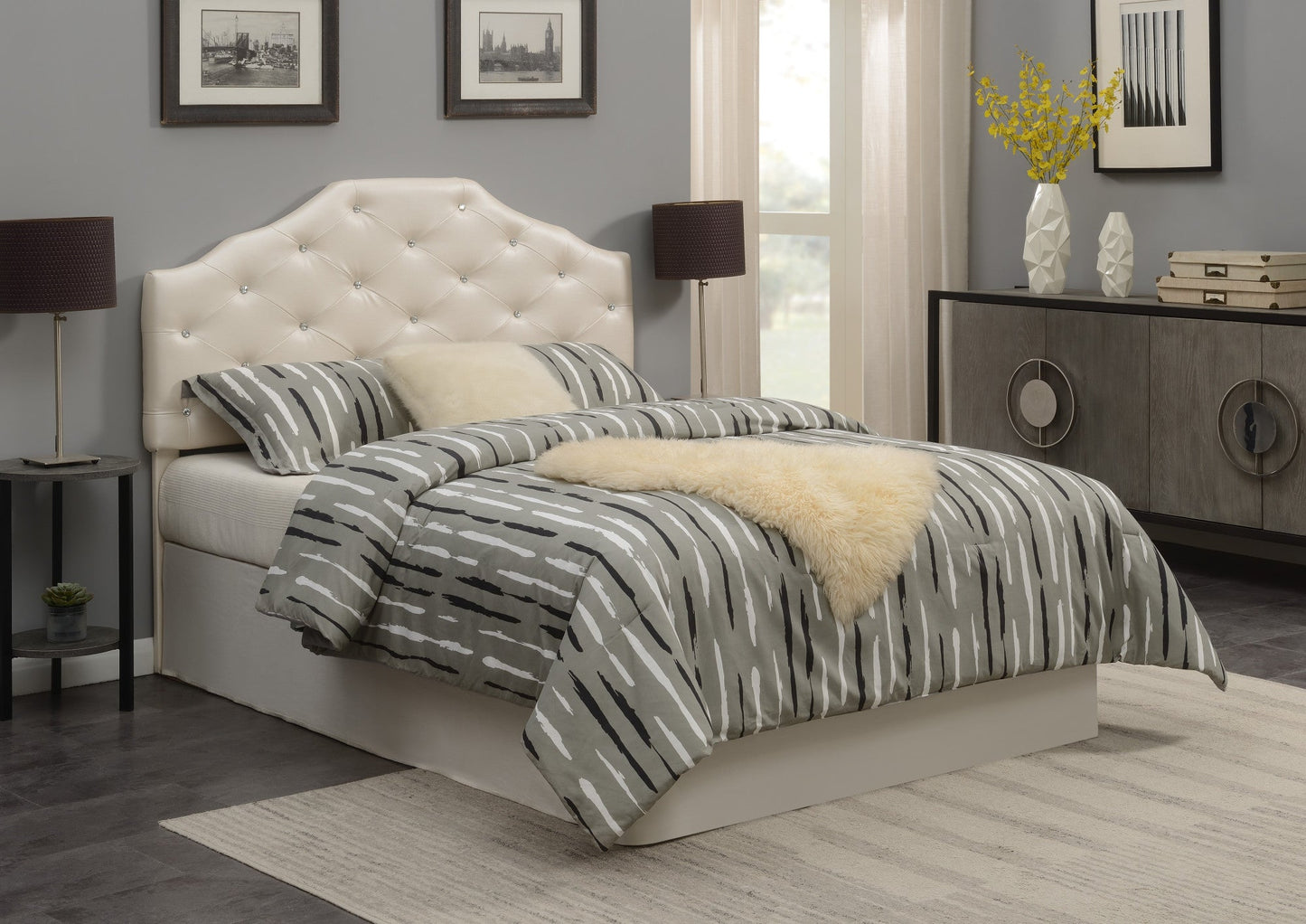 Dawson Queen Headboard Silver PU