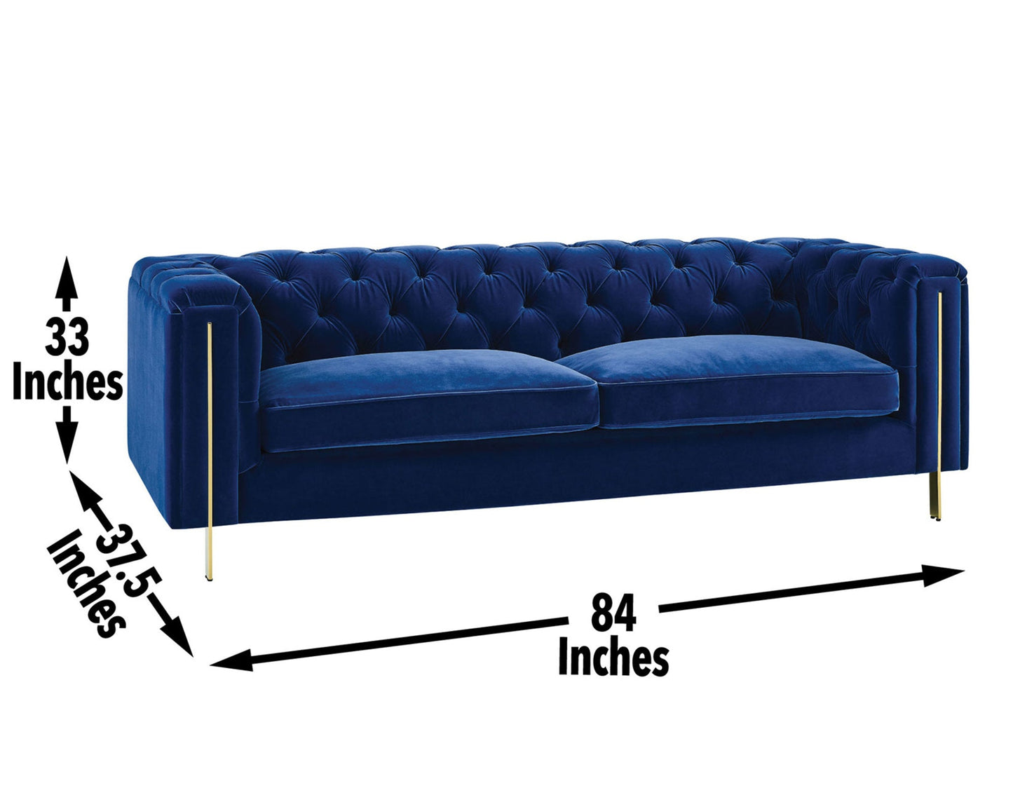 Charlene Blue Velvet Sofa Love 2PC