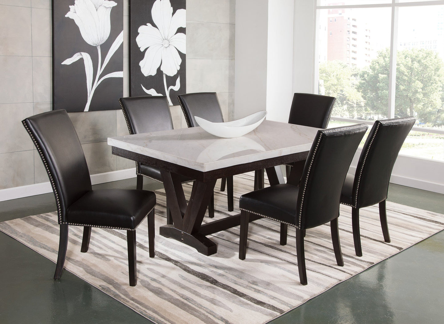 Finley White Marble Top Dining