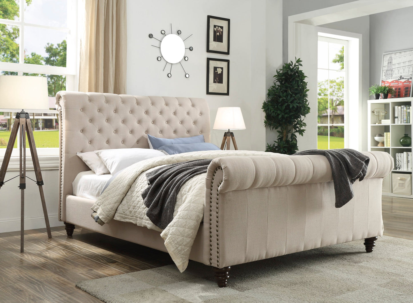 Swanson Queen Sand Upholstered